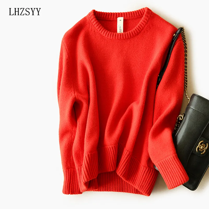 

LHZSYY2017 Hot Autumn And Winter NEW Women Cashmere Sweater Wool pullover Thick O- collar knitting Loose Solid color Sweaters