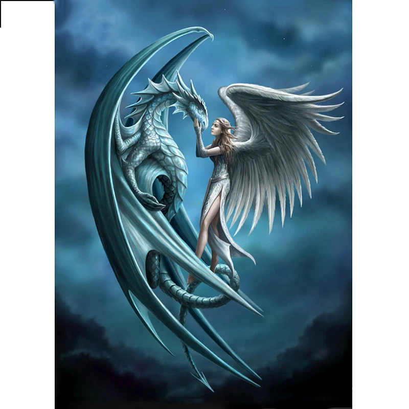 

Full Square/Round Drill 5D DIY Diamond Painting "Dark sky Dragon & Angel kiss" Embroidery Cross Stitch Mosaic Home Decor Gift