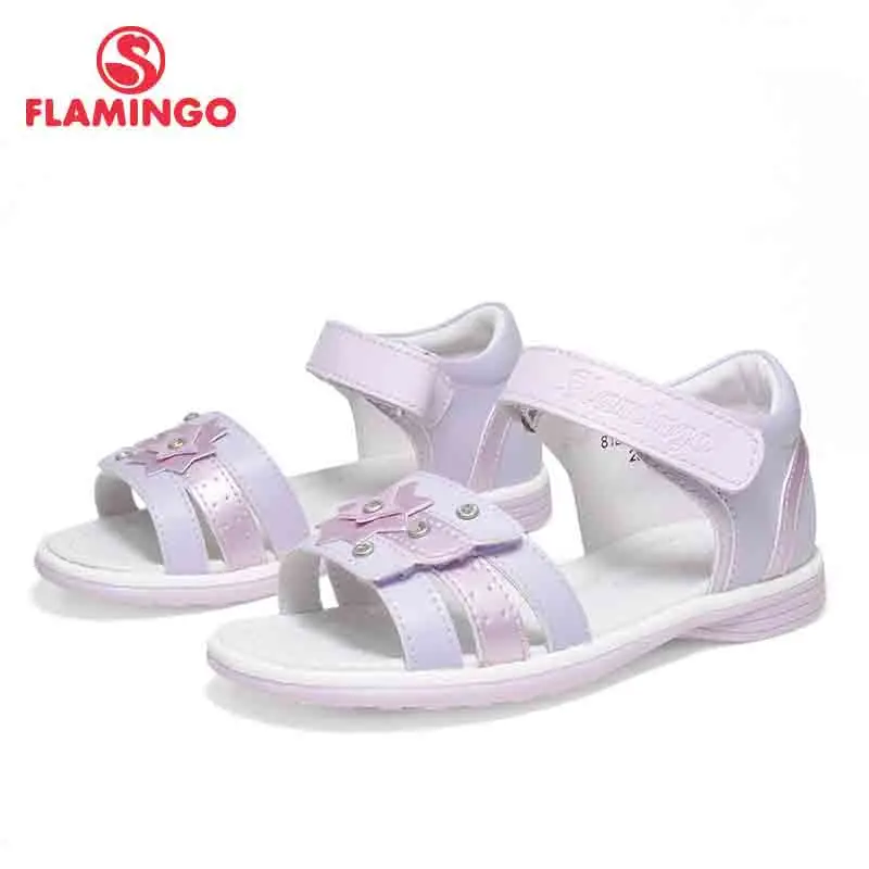 

FLAMINGO Brand 2018 Charm Summer Hook& Loop Casual Sandals Leather Microfiber Pricness Outdoor Little kids shoes 81S-XY-0825