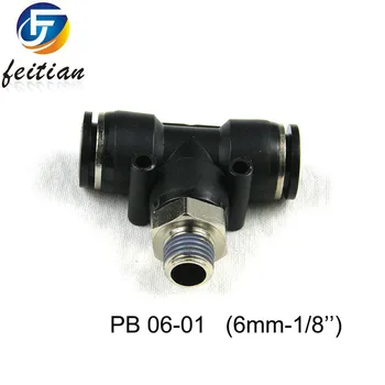 

100PCS G1/8'' FPB Male Thread 6mm Push In Joint Tee Pneumatic connector quick fittings/AIR-Power Tools FPB 06-01 BLACK