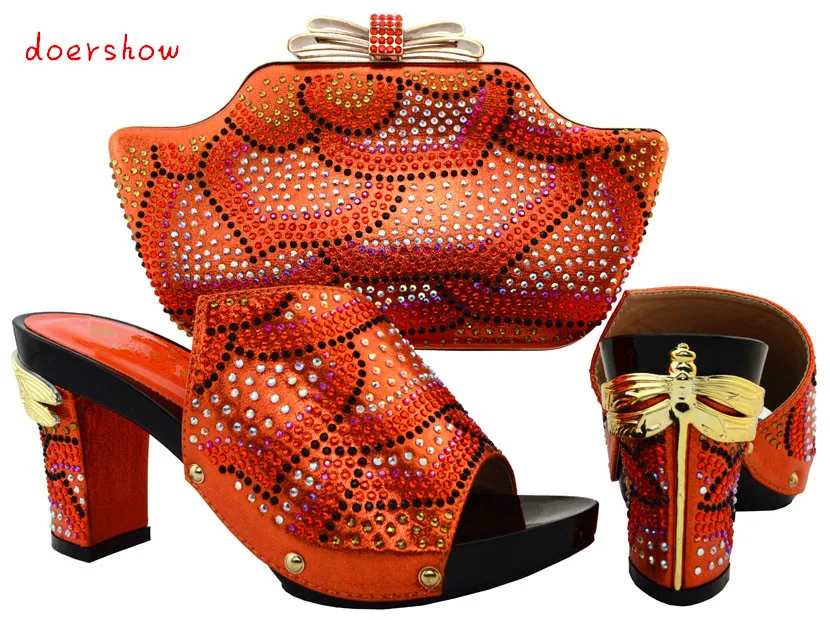 doershow Matching Shoe and Bag Set High Heels Shoes Women Shoes and
