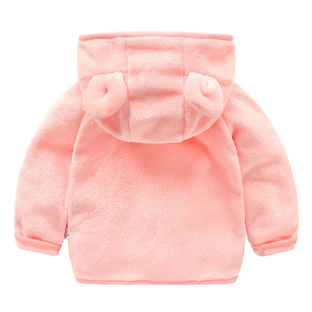 Muqgew для новорожденных для малышей с мультяшным ушастым капюшоном пуловер с капюшоном топы, теплая одежда, одноцветная куртка с ушками плюшевые пальто Abrigo#5