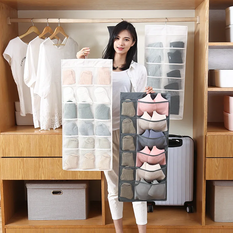 

Clothes Underwear Sock Wall Hanging Bag Storage To Hang Door Pockets Wardrobe Closet Organizer Bedroom Storage Home Oxford Cloth