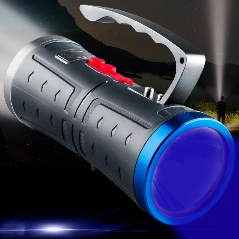 

Dual Light Portable Led Searchlight Blue Fishing Light Built-in Battery USB Rechargeable Powerful Long Range Torch