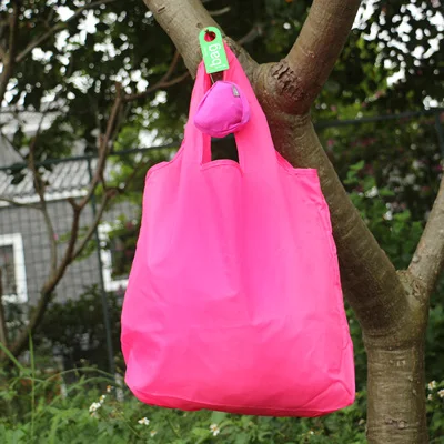Round ball Elastic Cotton shopping bag foldable tote Reusable Portable Shoulder Folding pouch handbags printing pink