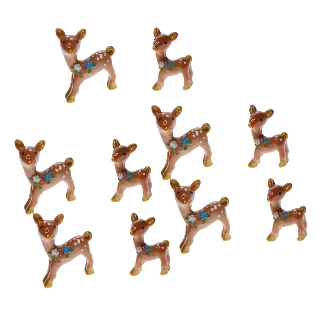 10pcs Miniature Garden Ornaments Miniature Ornaments Decor Cute Deer Landscaping Garden Statues for DIY Decoration