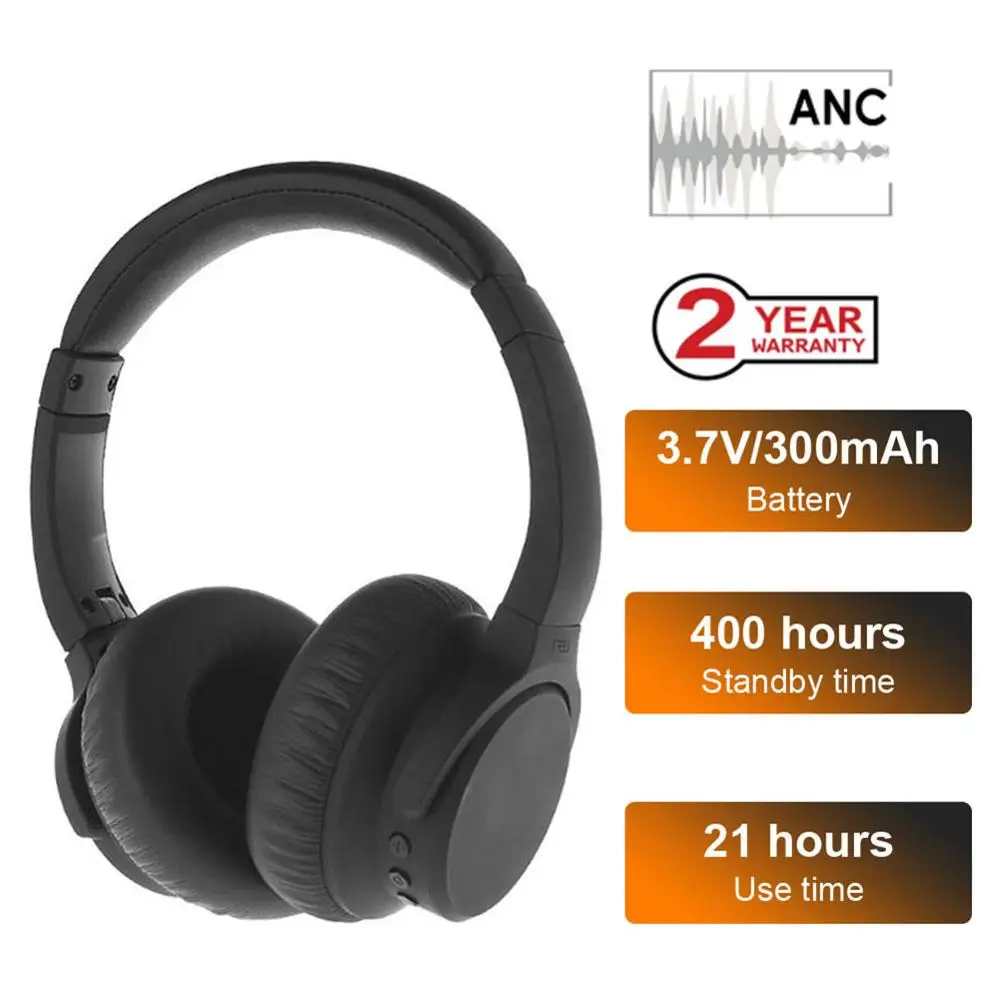 

Active Noise Cancelling Bluetooth 4.1 Headphones Mic, Wireless Wired Comfortable Foldable Stereo ANC Over Ear Headset For xiaomi