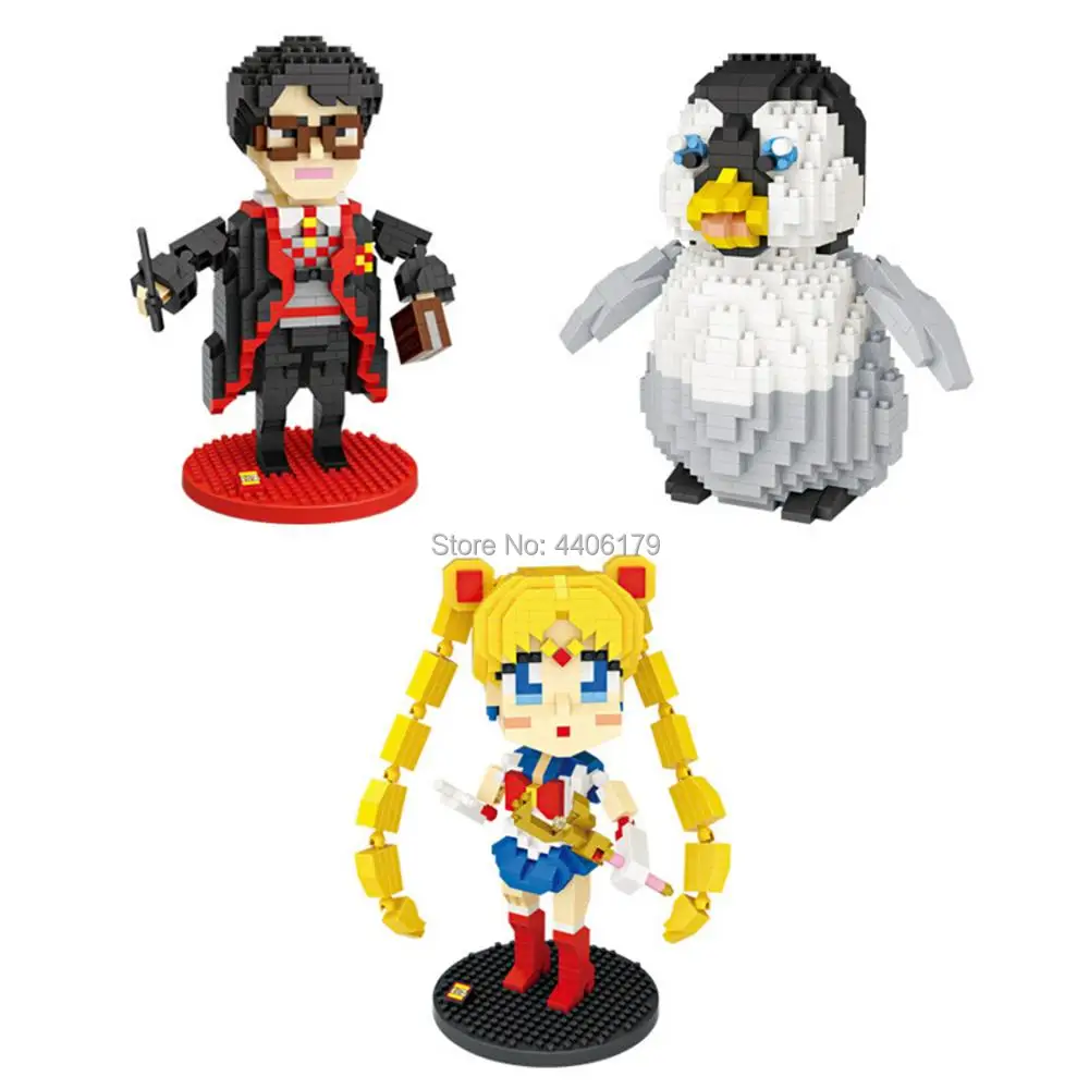 

hot LegoINGlys creators cartoon sailor moon harry potters penguin micro diamond building blocks model nanoblock bricks toys gift