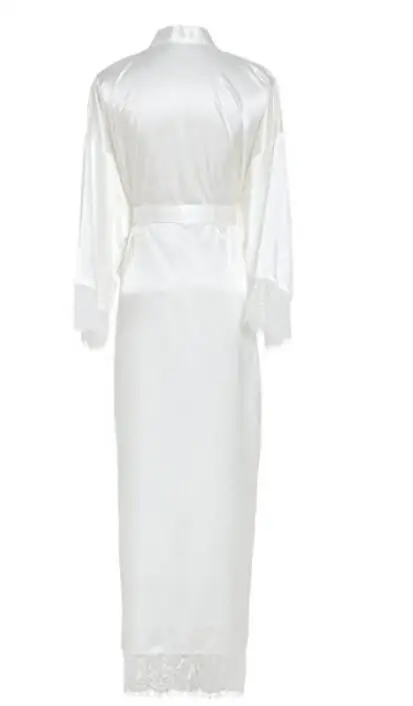 Women Sleepwear Bride Robes Silk Robe Summer Lace Patchwork Satin Kimono Robe Sleepwear Lingerie Chemises Long Nightgown Wedding bridesmaid Robes