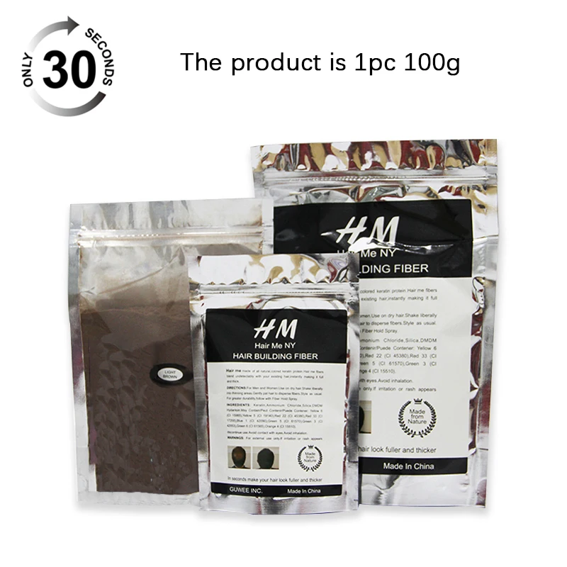 

1pc 100g hair fiber refill bag recycle best quality natural cotton 100% hair loss building fibers for growth re change reuse