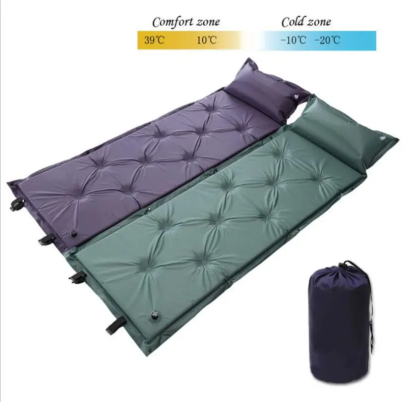 Colchoneta para dormir autoinflable para coche con almohada almohadilla para dormir autoinflada cama plegable tienda de campaña individual estera