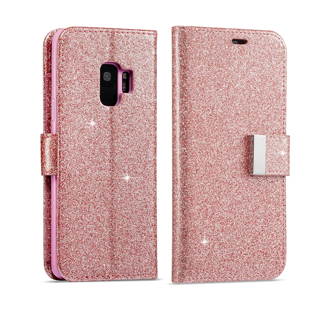 

L-FADNUT Bling Leather Wallet Case For Samsung S5 NEO S7 edge Flip Purse For S10 S9 S8 Plus 360 Protective Kickstand Button Capa