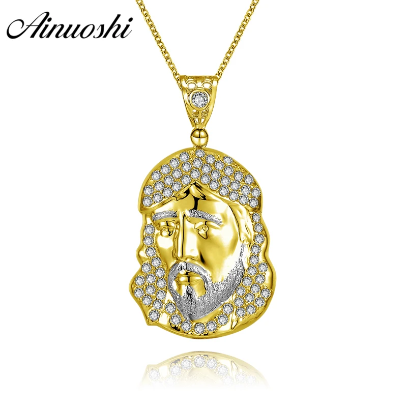

AINUOSHI Luxurious 10K Solid Yellow Gold Jesus Head Pendant Birthday Church Accessory Christian Jewelry 5.0g Separate Pendant