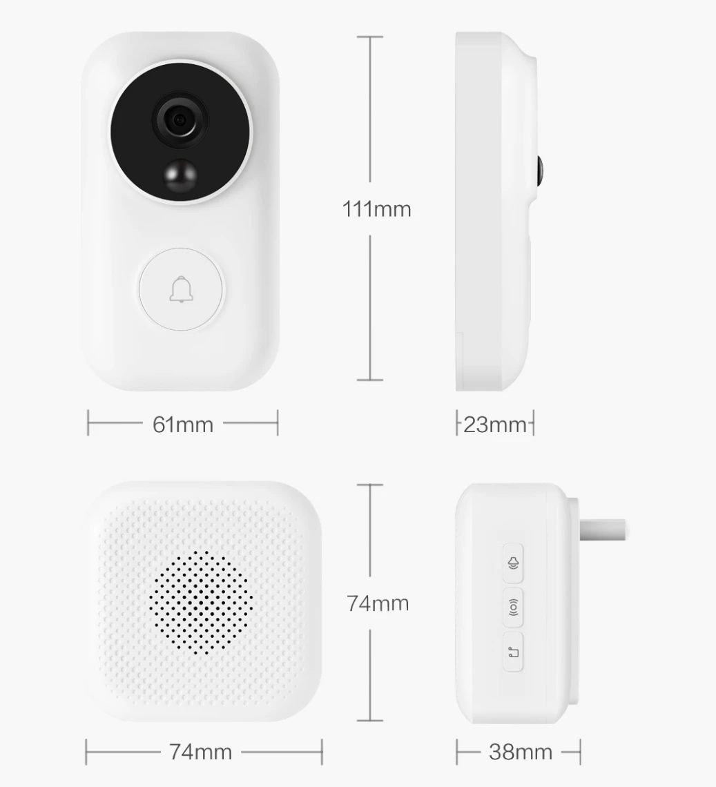 Xiaomi Zero AI распознавание лица 720P ИК ночного видения видео дверной звонок набор обнаружения движения SMS Push домофон Облачное хранилище