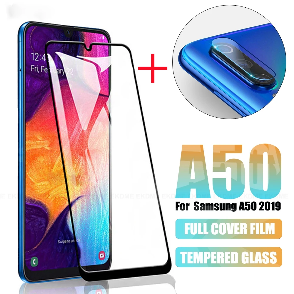 

2 in 1 Tempered Glass For Samsung Galaxy A50 Camera Screen Protector Full Cover Protective Safety Film On SM SUM A50 A 50 A505F