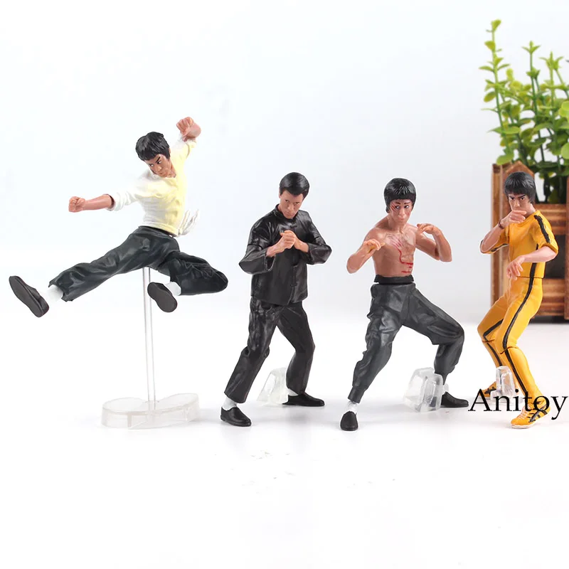 

Bruce Lee Action Figure Kung Fu PVC Kung Fu Bruce Lee Collectible Doll Toys Gift 4pcs/set 9.5-10.5cm