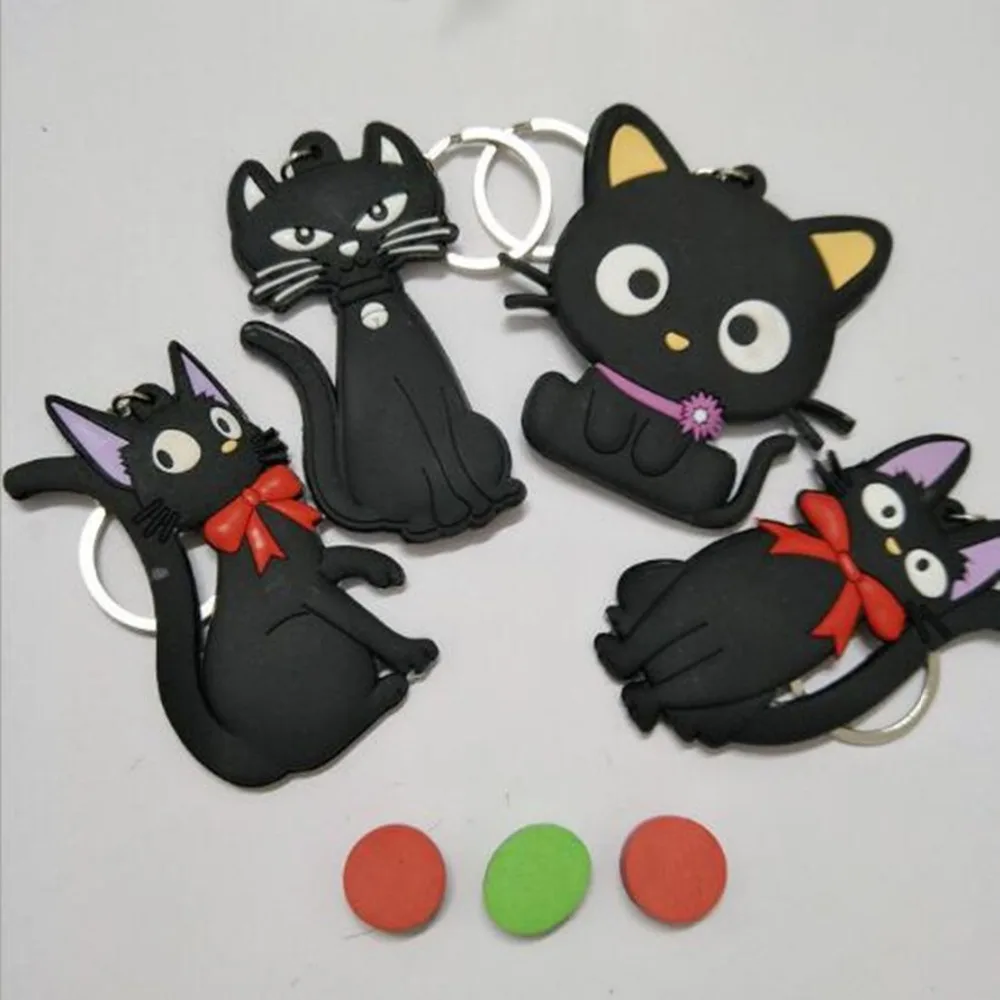 

anime Kiki's Delivery Service PVC Keychain black cat double PVC Keychain Kitty Cat 4 style mini cute Chaveiro accessories 2018