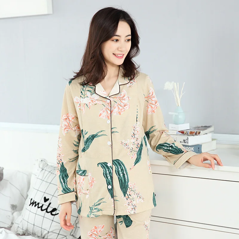 

Pregnant Women Cotton Pajamas Postpartum Out Home Nursing Maternal Lactation Breastfeeding Clothing Suits Spring Sleepwear