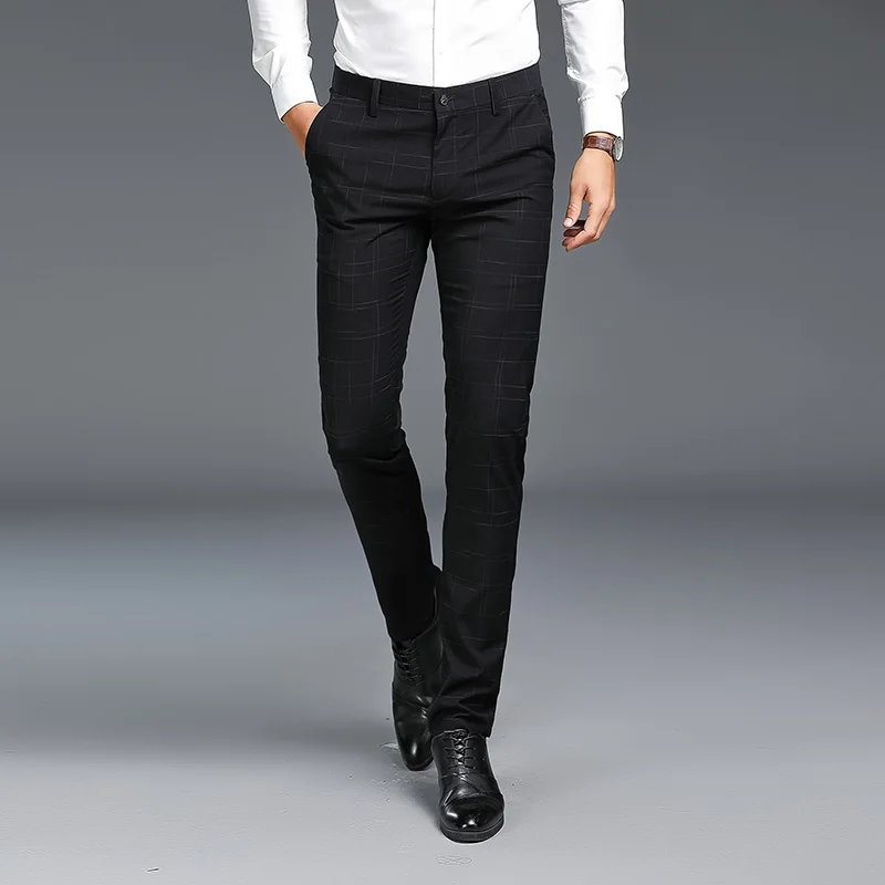 Spring and Autumn Male Plaid Striped Suit Pants Business Work Banquet Men's Suit Trousers
