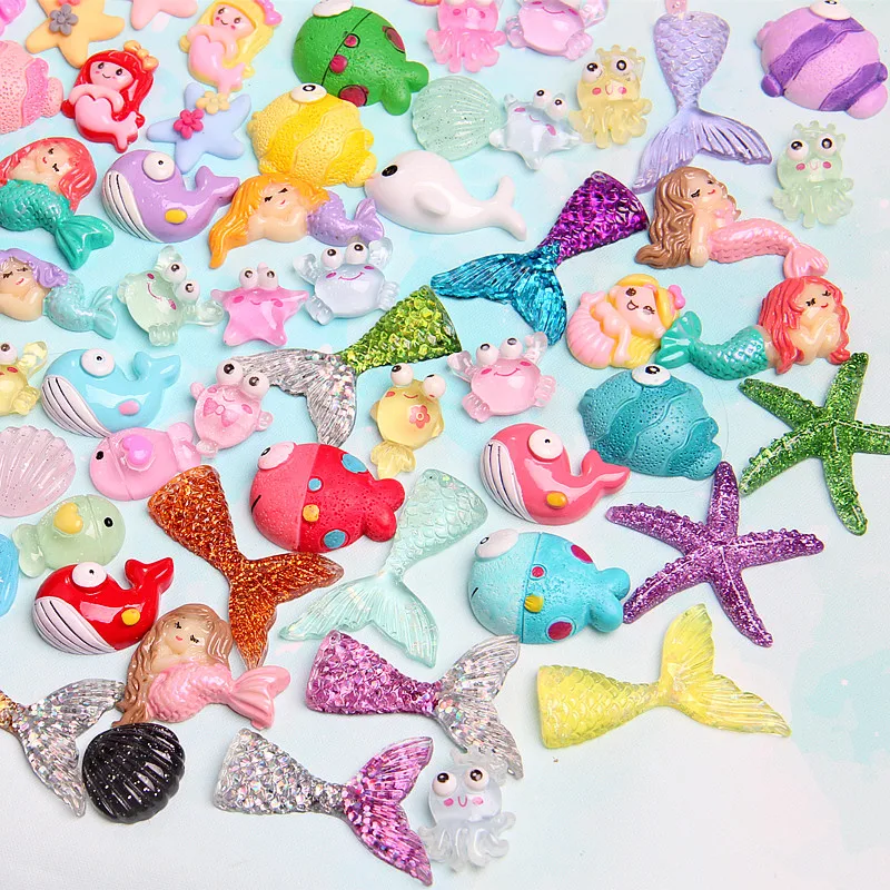 Boutique Ocean Blessing Bag Resin Marine Animal Figure Toys Vinyl Accessories Set Epoxy Mobile Shell Slim Crystal Clay Filler
