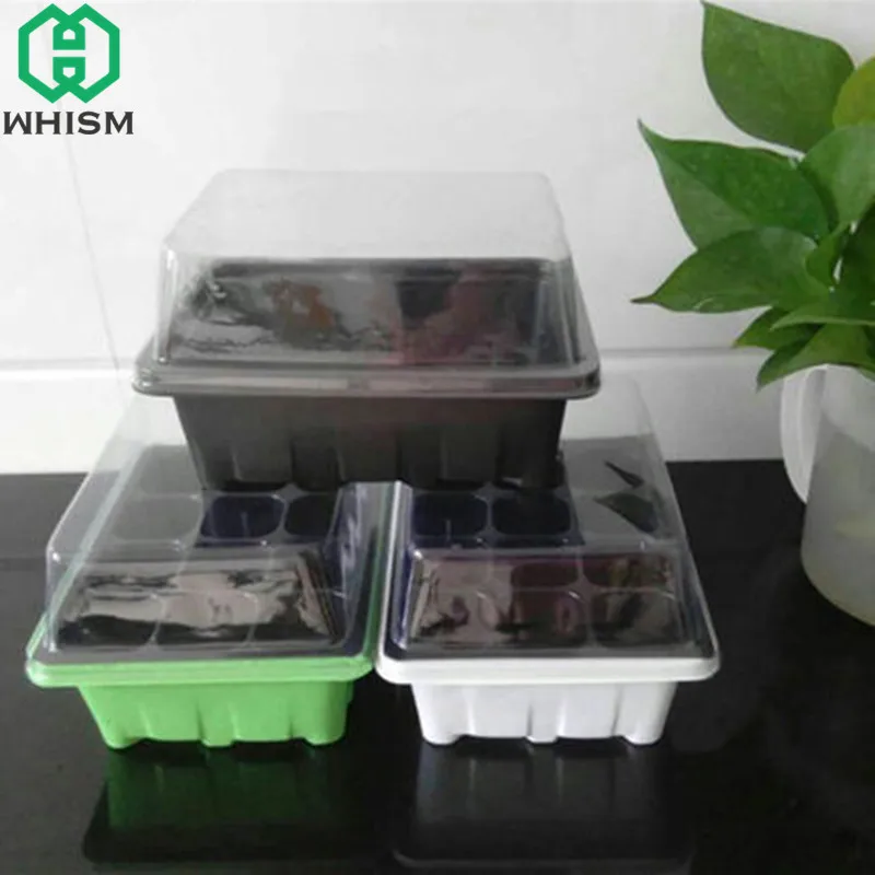 

WHISM Plastic Nursery Pots Plant Seeds Germination Tray Hydroponic Grow Box Flower Pot Seedling Tray Succulent Planter with Lids