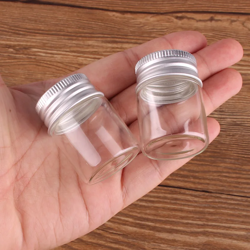 

24pcs 15ml Size 30*40mm Transparent Glass Perfume Spice Bottles Tiny Jars Vials With Silver Screw Cap DIY Craft