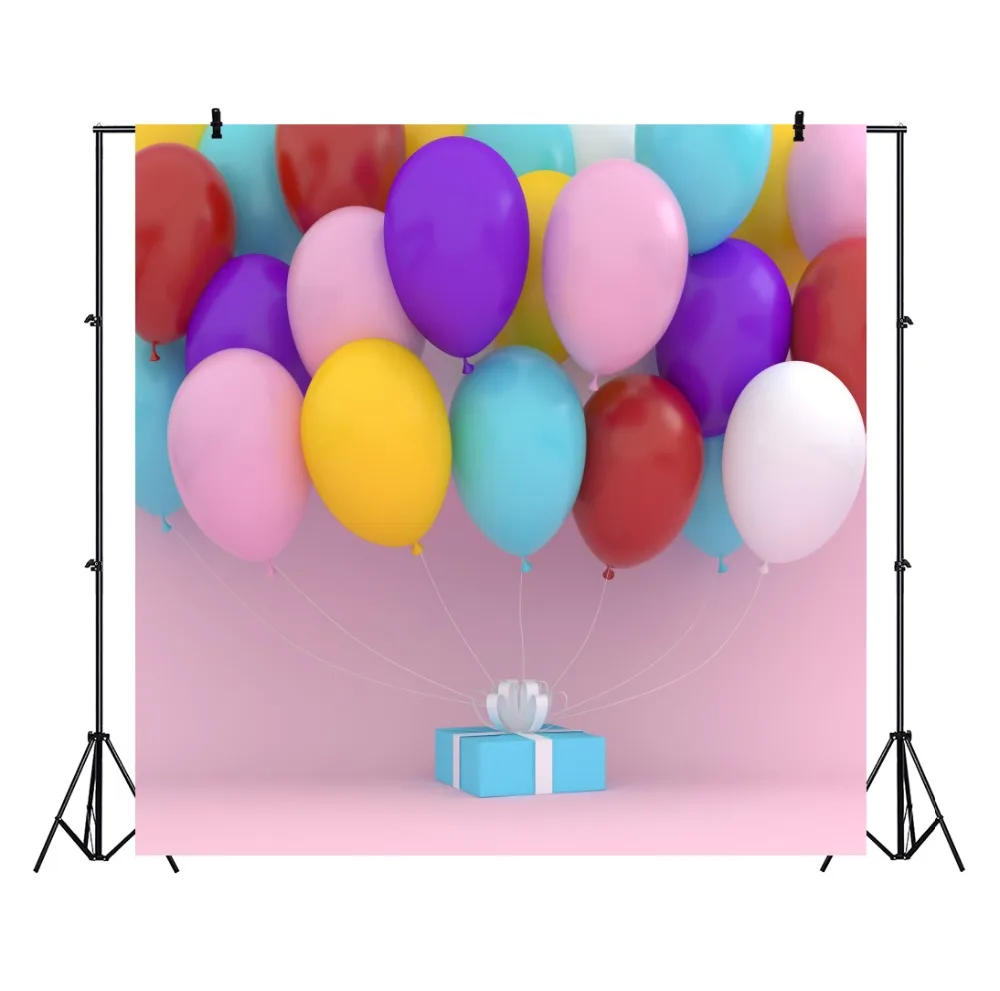 Laeacco Pink Balloons Gift Birthday Party Celebration Baby Child Portrait Photo Backdrop Photo Background Photocall Photo Studio