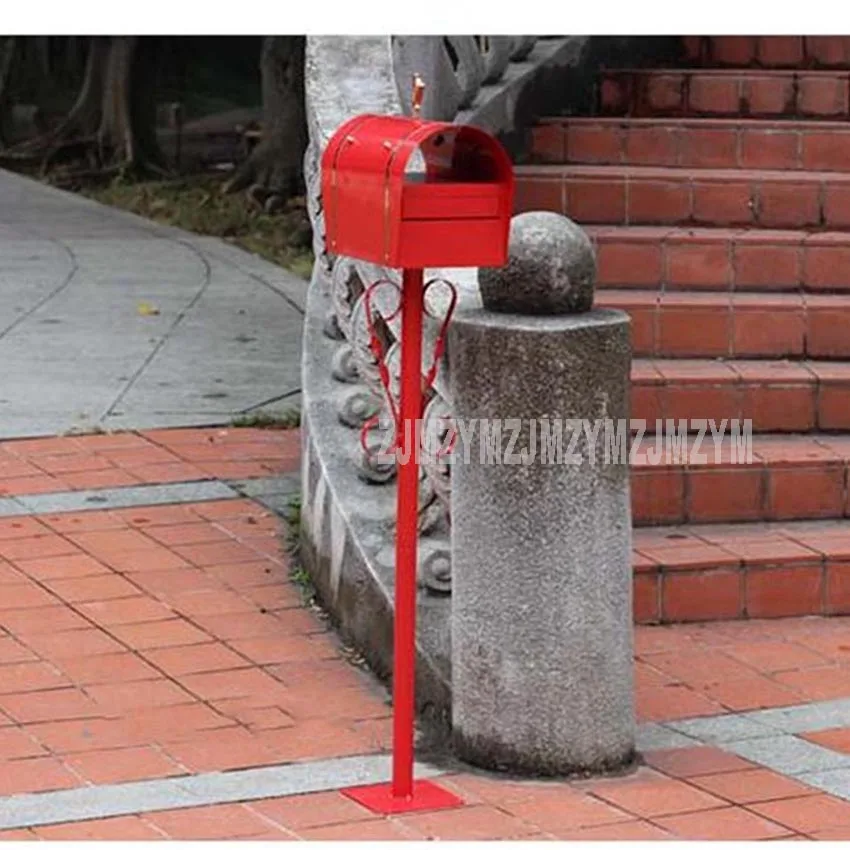 Красная стойка безопасности напольный почтовый ящик Вертикальный бар почтовый ящик металлический наружный почтовый ящик садовый парк газета почтовая коробка письмо коробка 12116 - Цвет: Красный