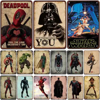 

SuperHero Plaque Metal Vintage Tin Sign Pin Up Shabby Chic Decor Metal Signs Vintage Bar Decoration Metal Poster Pub Metal Plate