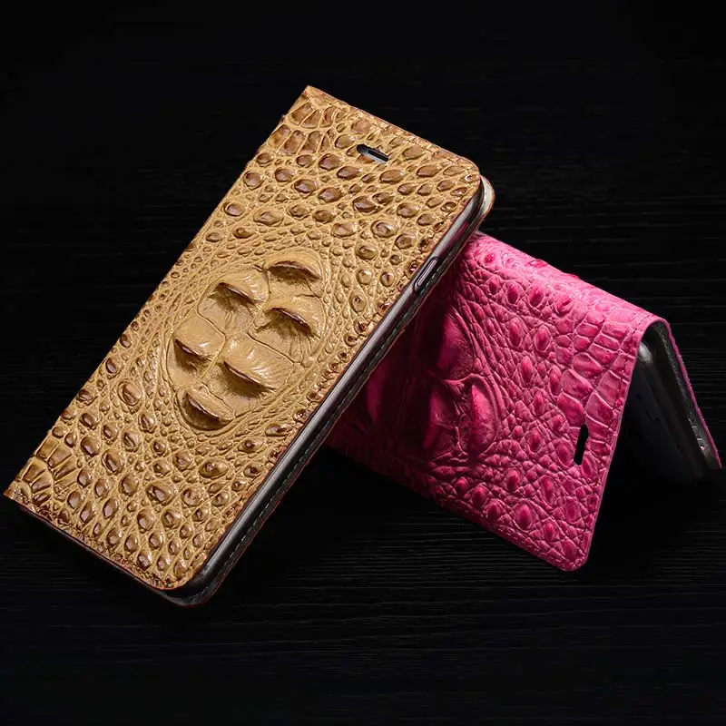 

For Samsung Galaxy Note 4 IV N9100 Magnetic Case, 3D Crocodile Flip Luxury Real Genuine Leather Natural Skin Cover Phone Case