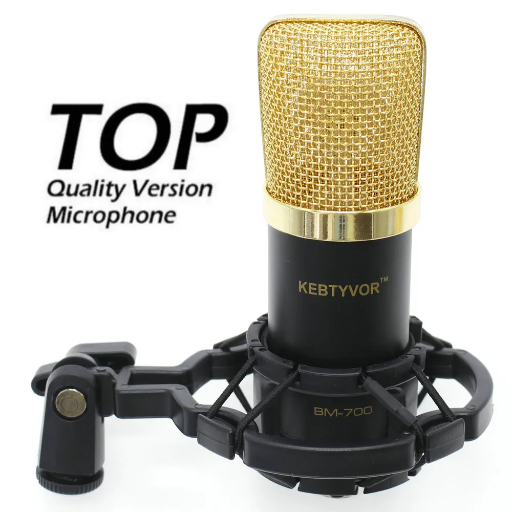 

KEBTYVOR BM 700 Professional Condenser mikrofon With 3.5 mm Jack XLR Cable Metal Shock Mount Foam Cover com fio Microphone