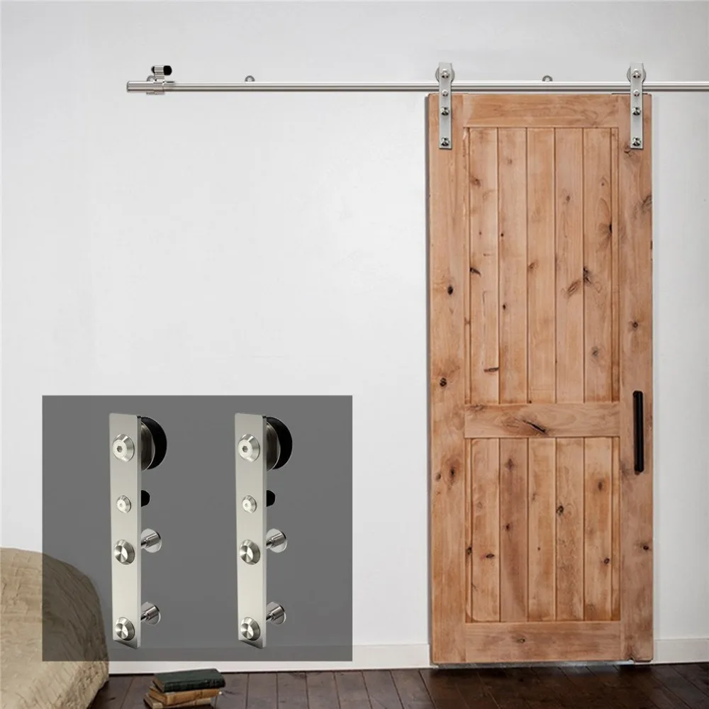 LWZH 4-9.6FT j-образная Серебряная Современная нержавеющая сталь пуэр корредера деревянная и стеклянная раздвижная дверь комплект оборудования для одной двери