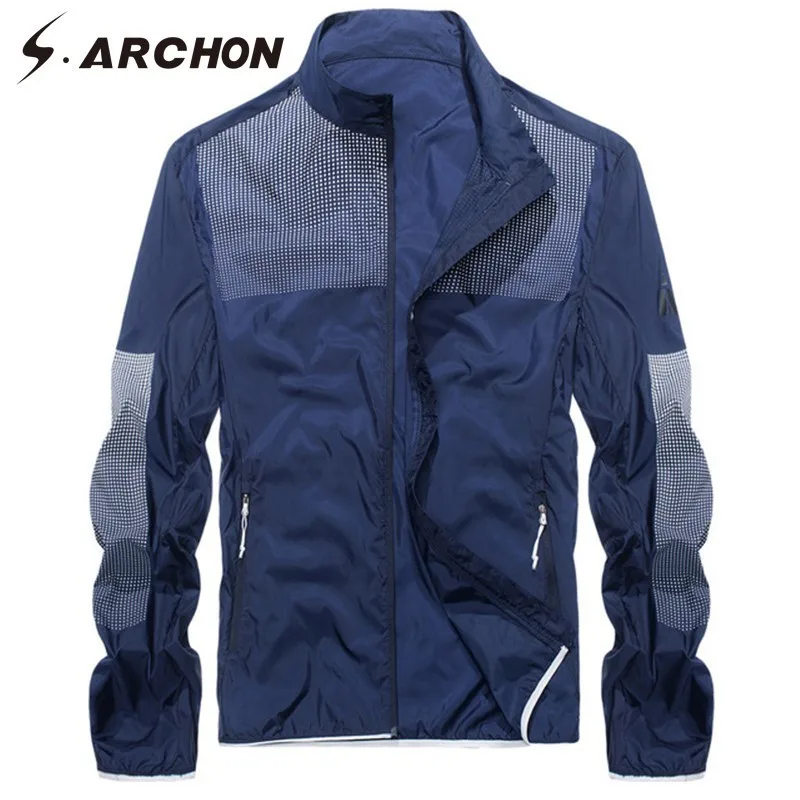 S. ARCHON быстросохнущие куртки для мужчин летняя легкая куртка сплошная тактическая кожаная куртка мужская повседневная Солнцезащитная верхняя одежда