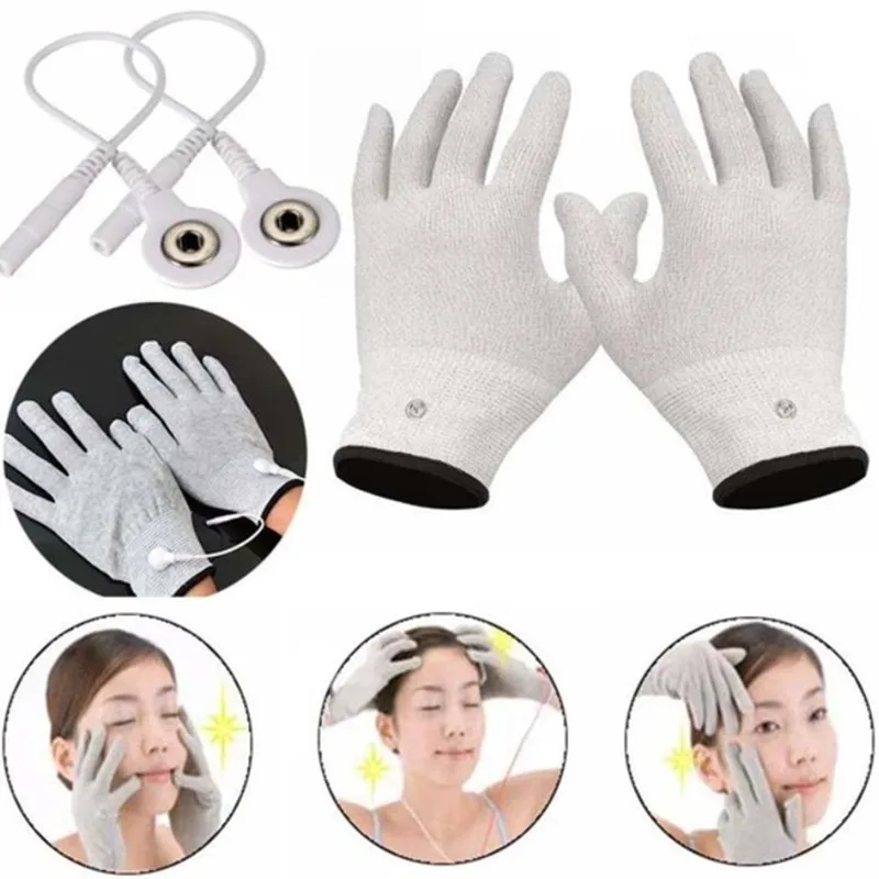 1 пара дышащая проводящий электротерапевтический массаж электродные перчатки Применение с десятки машин для терапии массажер для рук