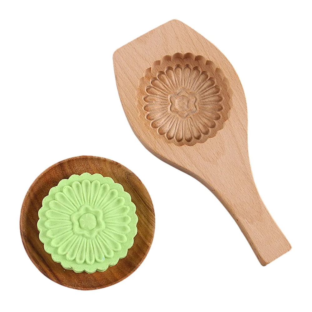 

New 1Pcs Wood Mooncake Baking Mold Cookies Mold 3D Flower Fondant Mooncake Tools, Mooncake Decorating Kitchen Accessories Nove14