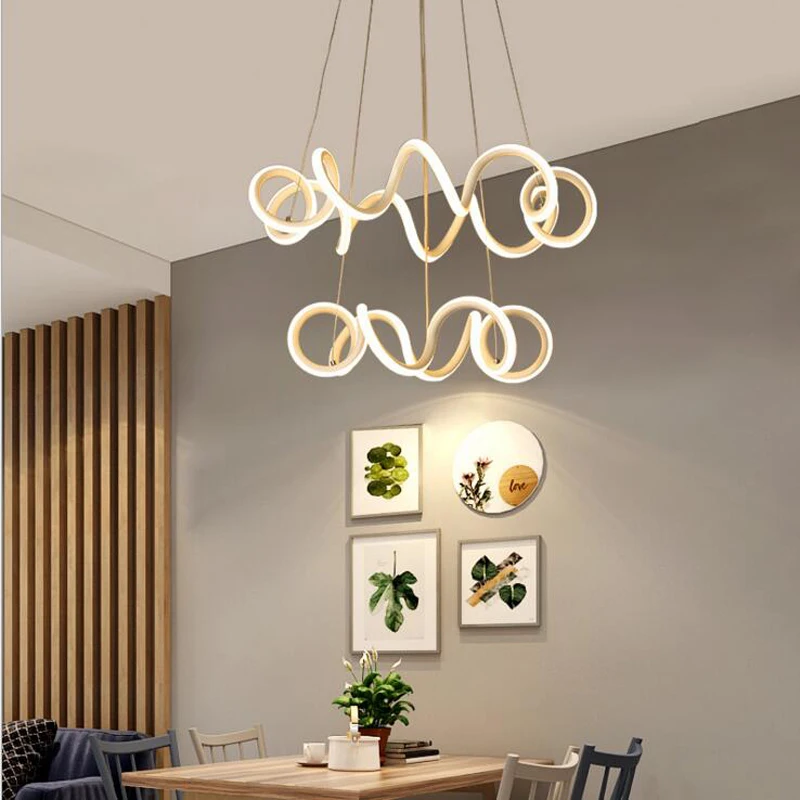 

Post-modernity Personality Creative Restaurant Chandelier LED Promise Dimmable Lamp Shaped Aluminum Art Lighting led fixture led