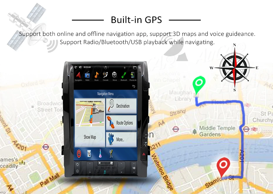 Clearance 2 DIN Android 8.1 Tesla 16" car radio for Toyota Land Cruiser 200 LC 200 2008 - 2015 1 DIN cassette player autoradio stereo HDMI 16