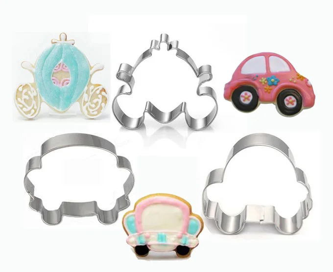 Three shape cars stainless steel cookie mould 3 pieces/set
