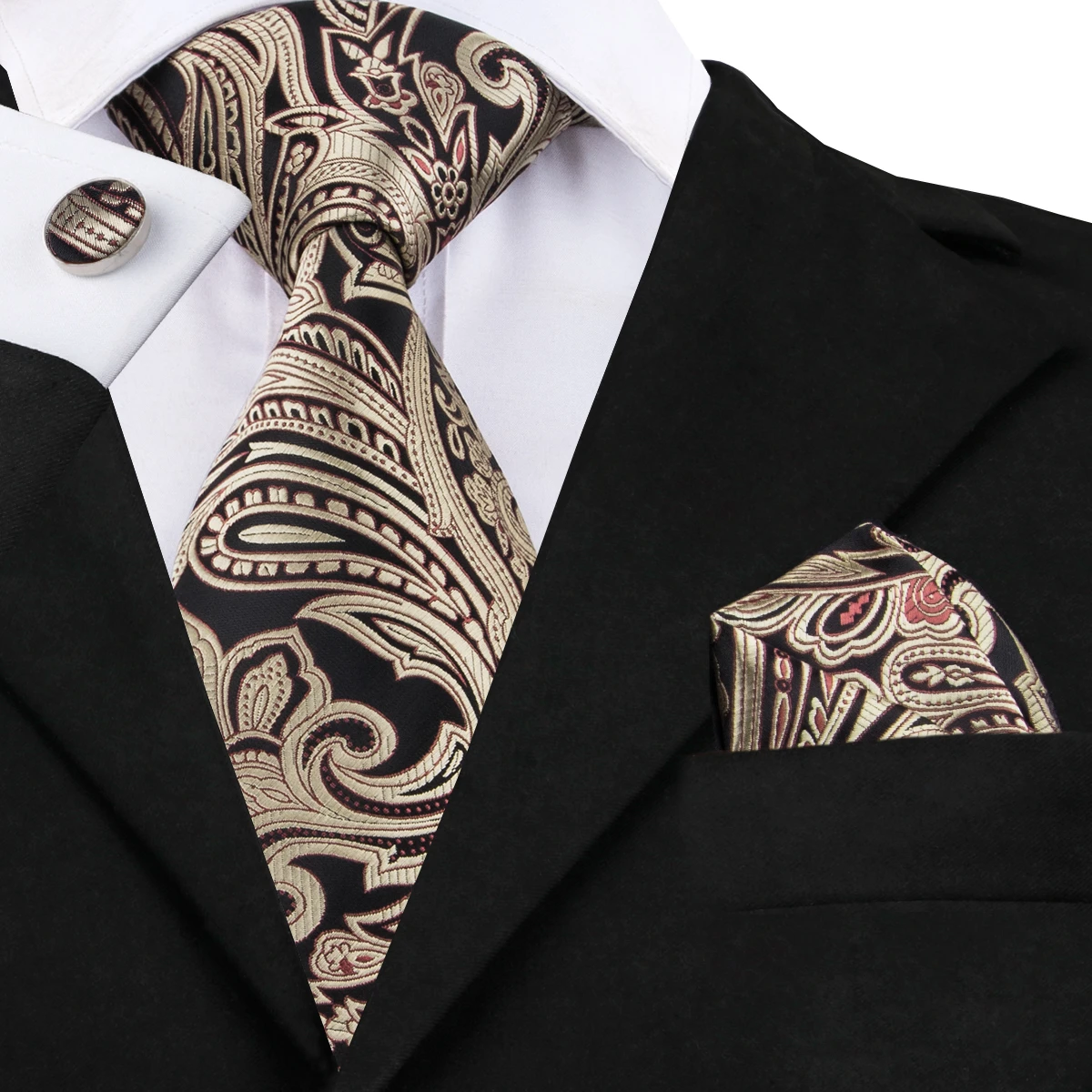 Round Flowers Jacquard Classic mens tie Handkerchief Set Man Silk ties Wedding Round Flowers Jacquard Classic mens tie Handkerchief Set Man Silk ties Wedding