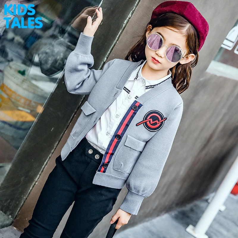 

2017 Autumn Winter New Girls Solid Sweaters Kids warm Cotton Coat Children Clothing Baby Knitted cardigan Single Breasted 3color