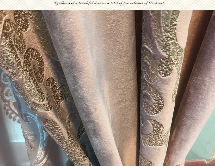 Modern Curtains for Living Dining Room Bedroom High-grade Velvet Bronzing Fabric Curtains Tulle Finished Product Customization