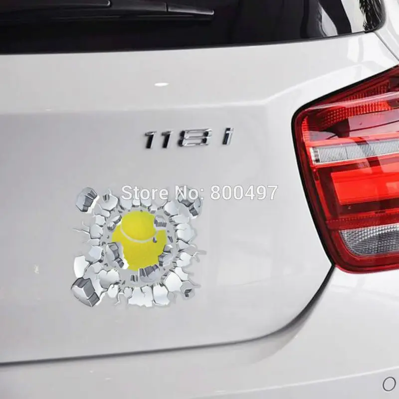 

Car-styling 3D Car Sticker Tennis Ball Hit The Glass For Tesla Chevrolet Cruze VW Golf Mazda Kia BMW Volkswagen Renault Lada
