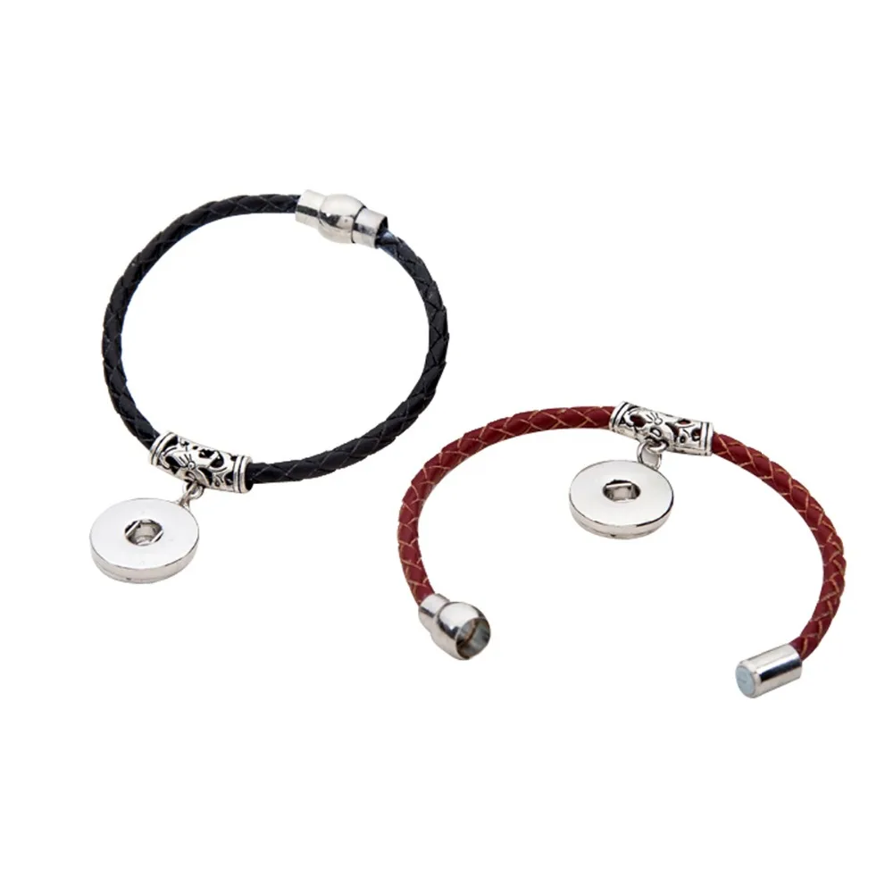 Interchangeable Jewelry New PU Leather Charm Bracelets Fit 18mm Snaps