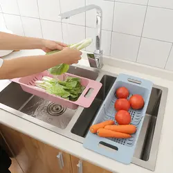 Пшеничная солома выдвижной решетка для слива раковины посудомоечная машина кухня бассейн полка выдалбливают фрукты овощи контейнер для
