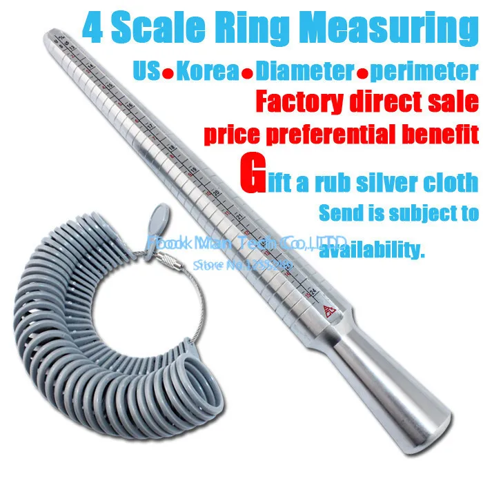 

New product on sale 4 Scale Ring Measuring USA /Korea /Diameter/ perimeter Ring Gauge Metal Finger Sizer Tool Measure wholesale