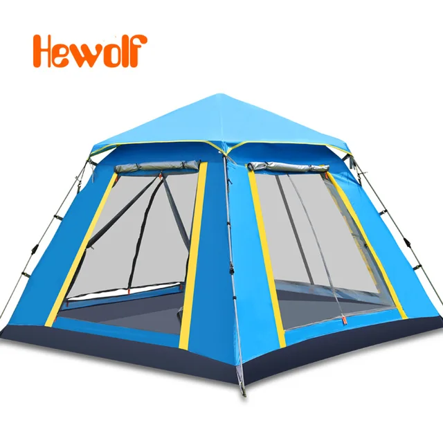 Cheap 3 -4 people outdoor tents sunscreen beach home camping equipment automatic stainless steel camping tents