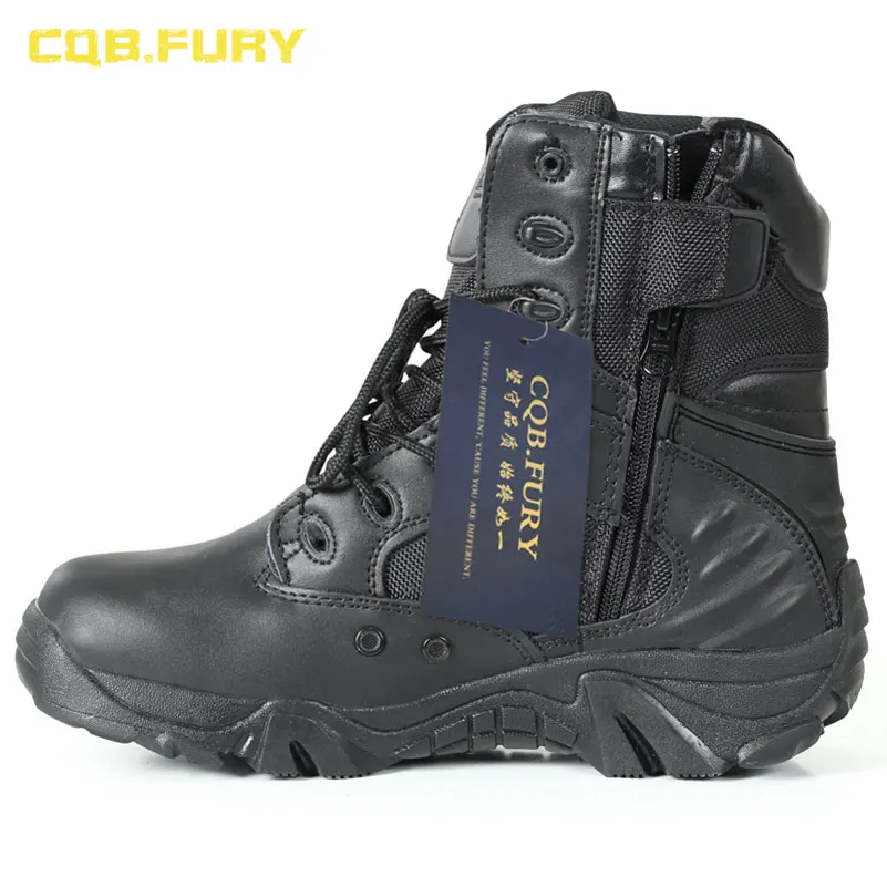 Мужские военные ботинки CQB.FURY из спилка черные боевые дышащие армейские на молнии
