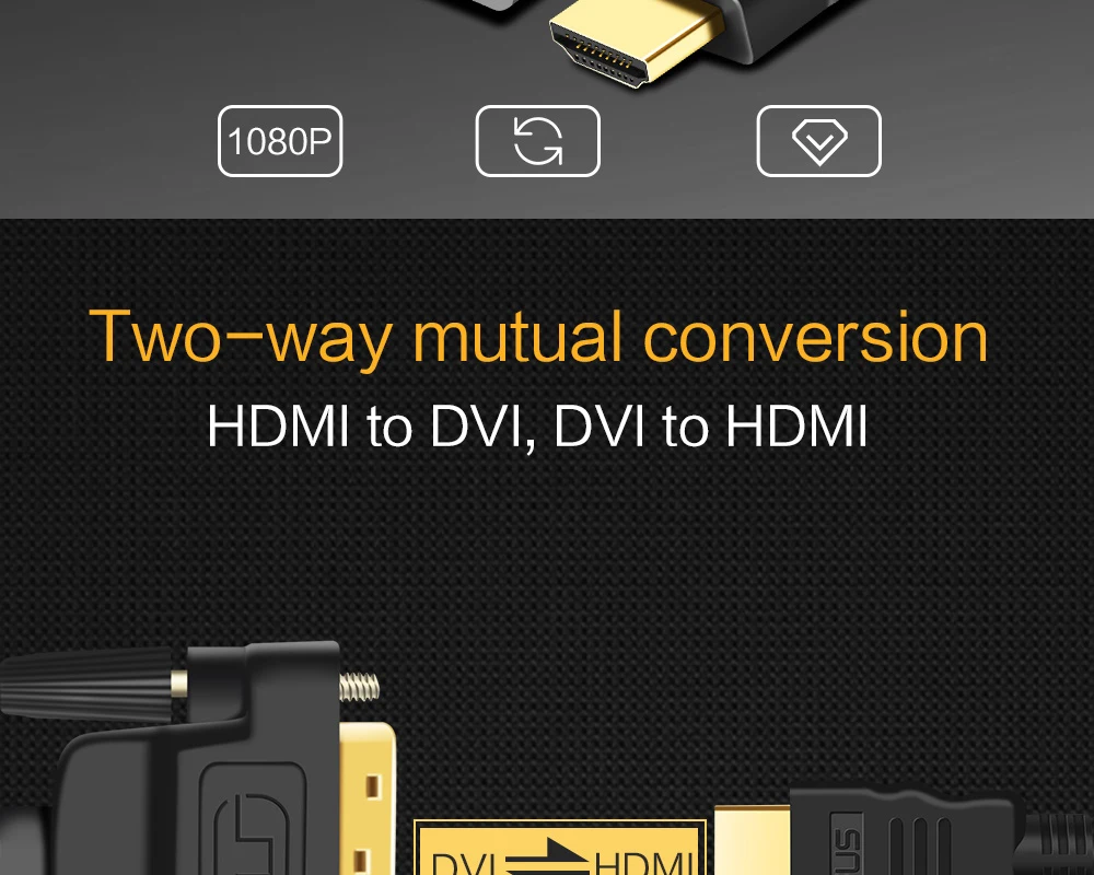 Кабель HDMI-DVI 3D 1080P DVI-D 24+ 1 pin адаптер папа-папа позолоченный для монитора HDTV проектора PS4 2 м 3 м 5 м DVI к HDMI