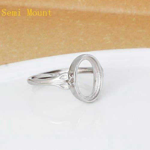 

Sterling Silver 925 Ring Engagement Wedding Anniversary Party Fine Jewelry for women 8x12mm Oval Cabochon White Gold Color