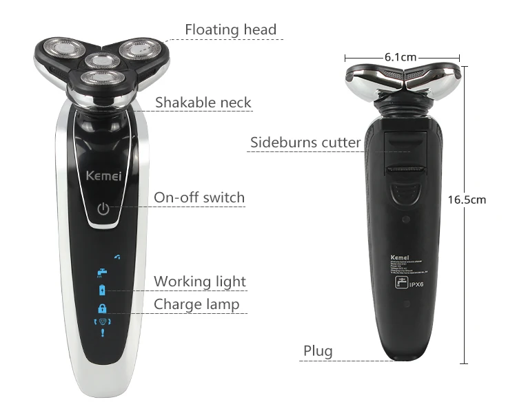 Многофункциональный уход за лицом 4 в 1 3D плавающий перезаряжаемый электробритва 4 лезвия моющиеся электрические бритвы Kemei 5181